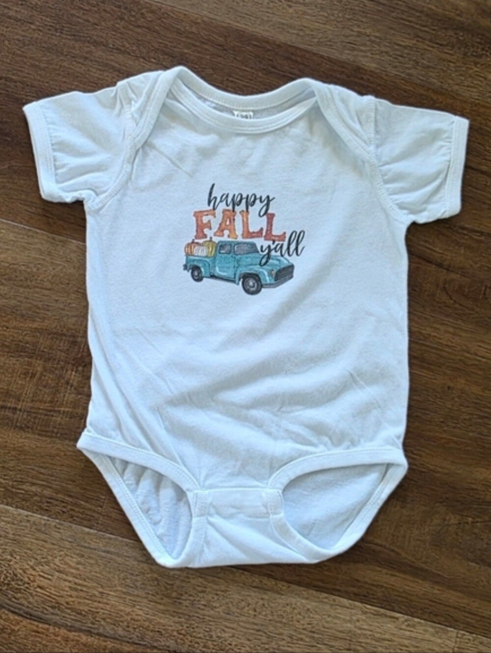 🎃Happy Fall Y'all Boys Fall Truck Pumpkin Onesie SIZE: 18 Months